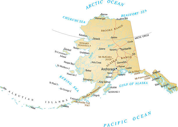 Alaska Vector illustration of map of Alaska alaska stock illustrations
