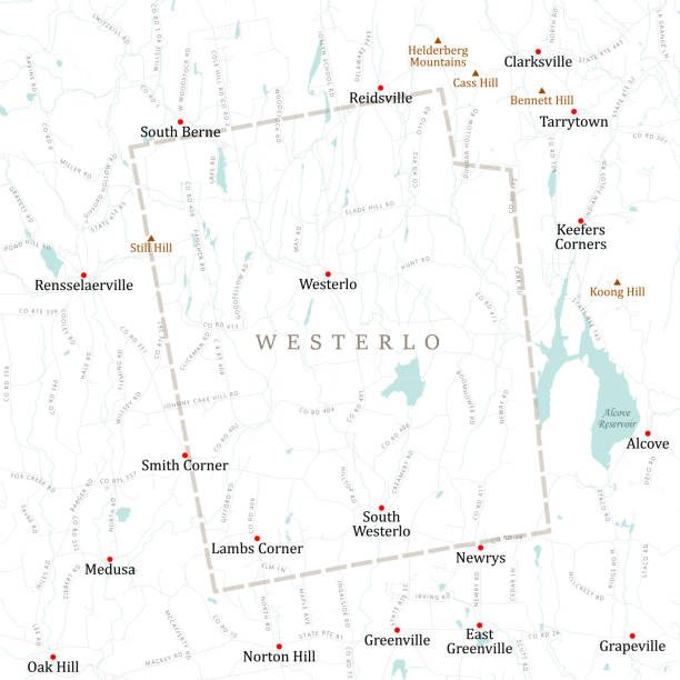нью-йорк олбани вестерло векторная дорожная карта - medusa stock illustrations