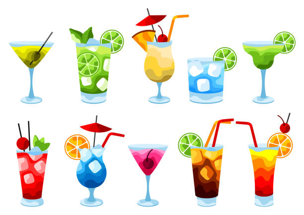 ilustrações de stock, clip art, desenhos animados e ícones de alcohol cocktails icon set. - blood bar