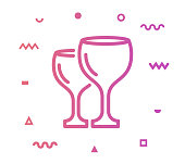 Alcoholic beverage outline style icon design with decorations and gradient color. Line vector icon illustration for modern infographics, mobile designs and web banners.