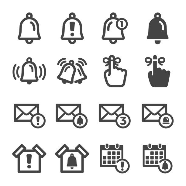 alert and reminder icon set alert and reminder icon set,vector and illustration memories stock illustrations