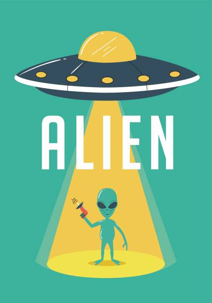 Alien and UFO Illustration Alien vector illustration ufo stock illustrations