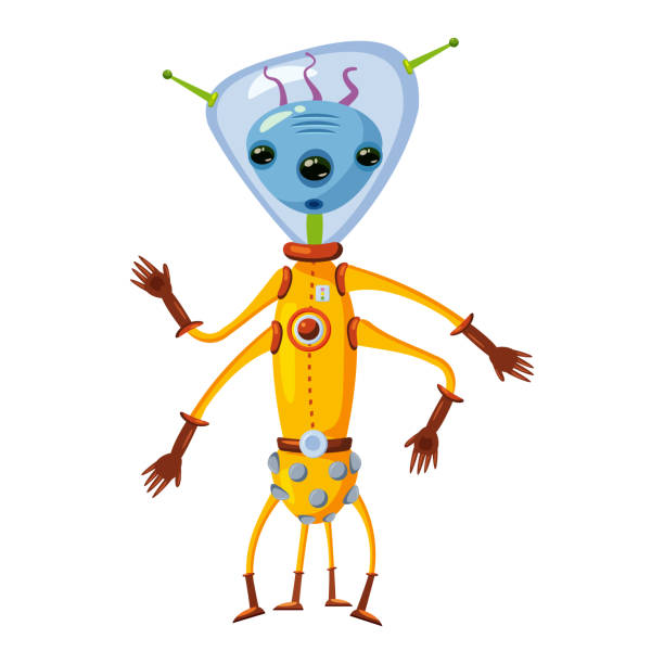 ilustrações de stock, clip art, desenhos animados e ícones de alien in a space suit, a fantastic funny humanoid character, a monster. vector illustration isolated cartoon style - astronauta green