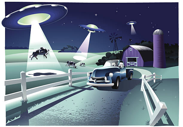 inwazji obcych - ufo stock illustrations
