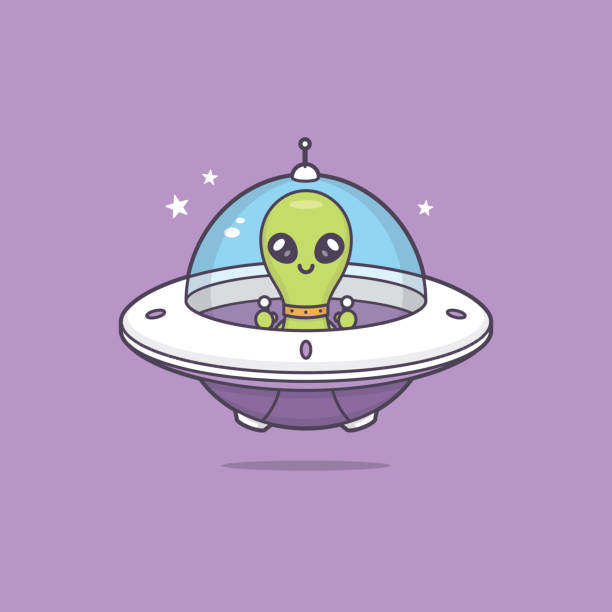 ilustraciones, imágenes clip art, dibujos animados e iconos de stock de nave espacial alienígena - ufo