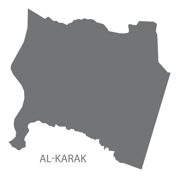 illustrazioni stock, clip art, cartoni animati e icone di tendenza di al-karak jordan governatorato mappa illustrazione grigia forma silhouette - barak
