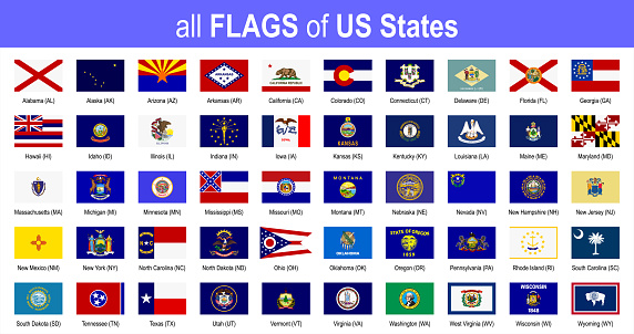 All 50 Us State Flags Alphabetically Icon Set Vector Illustration Stock ...