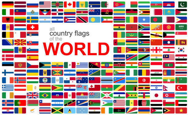 dünyanın tüm ülke bayrakları - ulusal bayrak stock illustrations