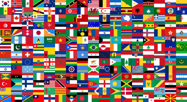 dünyanın tüm ulusal bayrakları. arka plan stili - ulusal bayrak stock illustrations