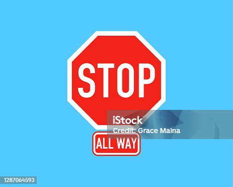 istock All way traffic stop sign with shadow 1287064593