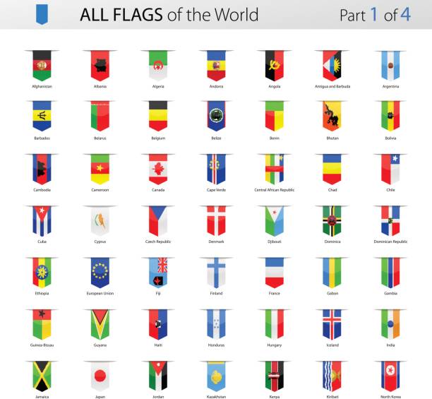 wszystkie flagi wektorowe etykieti zakładek świata - kolekcja - cameroon stock illustrations