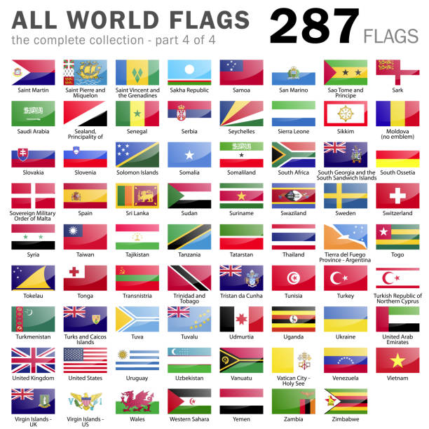 wszystkie flagi świata - 287 przedmiotów - część 4 z 4 - tonga stock illustrations