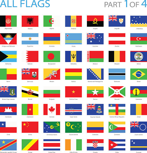 all world flags - illustration - comoros stock illustrations