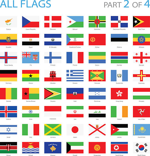 stockillustraties, clipart, cartoons en iconen met all world flags - illustration - gabon
