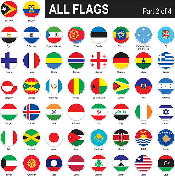 stockillustraties, clipart, cartoons en iconen met all world flags - gabon