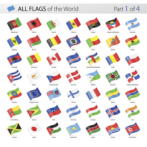 All World Waving Vector Flags - Collection Vector Collection of All World Vector Flags belarus stock illustrations
