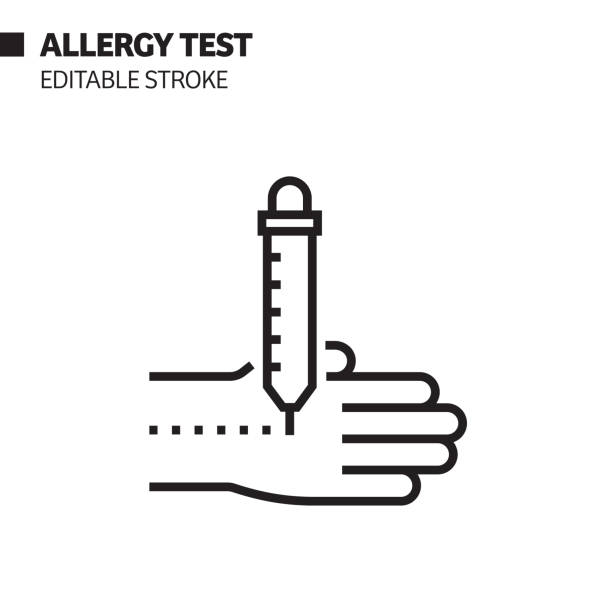 Allergy Test Line Icon, Outline Vector Symbol Illustration. Pixel Perfect, Editable Stroke. Allergy Test Line Icon, Outline Vector Symbol Illustration. Pixel Perfect, Editable Stroke. allergy test stock illustrations