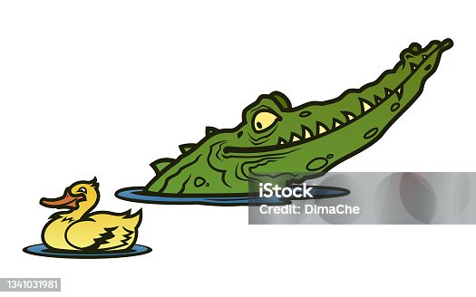 istock Alligator and duck 1341031981