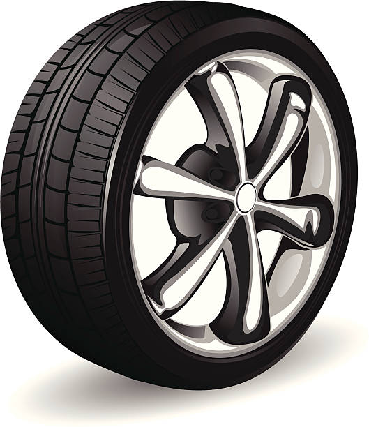 Alloy wheel and tyre vector art illustration
