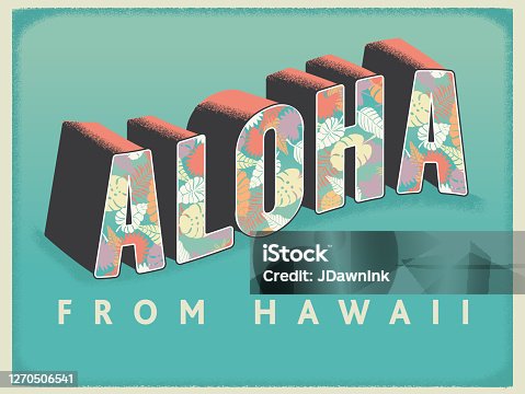istock Aloha From Hawaii Postcard typography design 1270506541