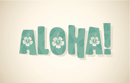 Aloha word in retro colors, vintage background