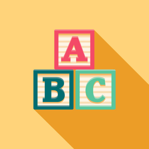 Alphabet Blocks Flat Design Baby Icon A flat design styled baby icon with a long side shadow. Color swatches are global so it’s easy to edit and change the colors. alphabet clipart stock illustrations