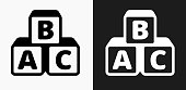 istock Alphabet Blocks Icon on Black and White Vector Backgrounds 814564596