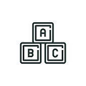 istock Alphabet Cubes Toy Line Icon 1317118346