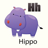 Alphabet H with Hippo vector