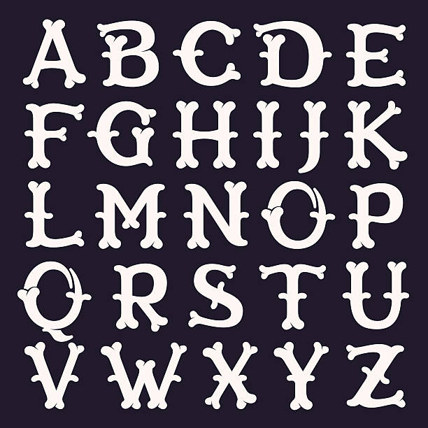 Alphabet made out of bones. Vector font for horror labels, posters etc. istock images stock illustrations