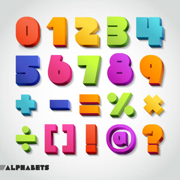 3D alphabet number colorful font. 3D alphabet number colorful font style. alphabet clipart stock illustrations