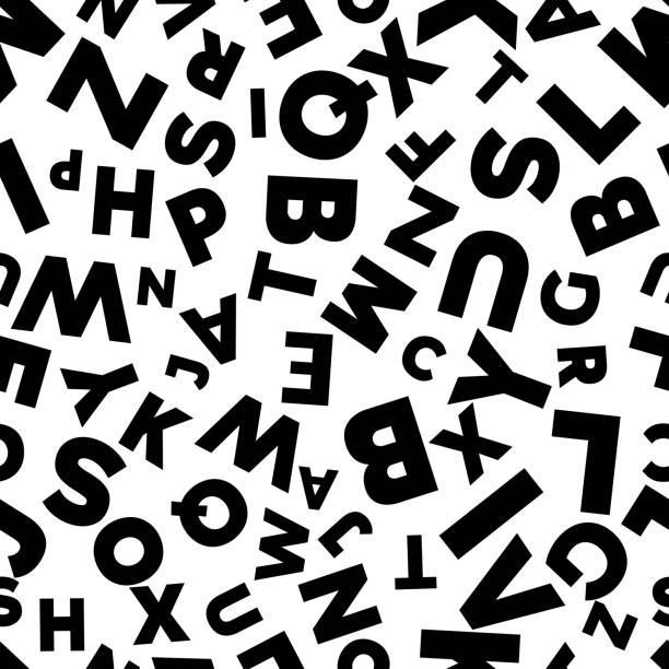 Alphabet-12 Alphabet seamless background.  Endless vector pattern with black letters on a white background. alphabet backgrounds stock illustrations
