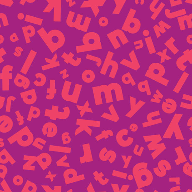 Alphabet-12 Alphabet seamless background.  Endless vector pattern with pink letters on a pink background. alphabet backgrounds stock illustrations
