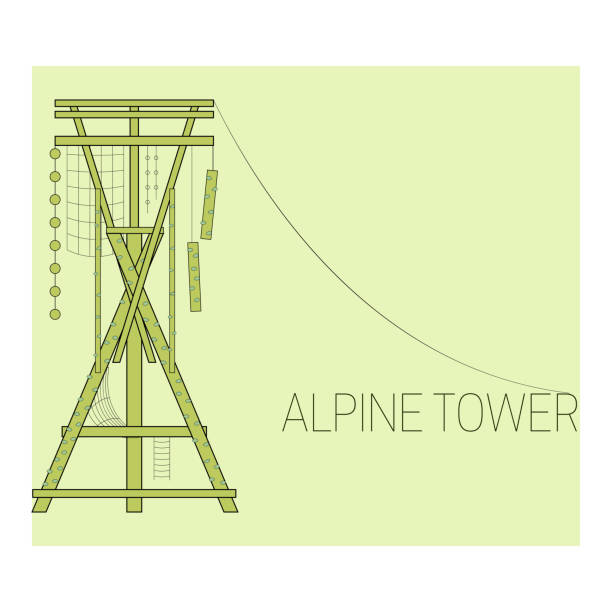 Alpine tower icon Alpine tower. Climbing tower. Adventure park icon. Vector illustration alpine climate stock illustrations