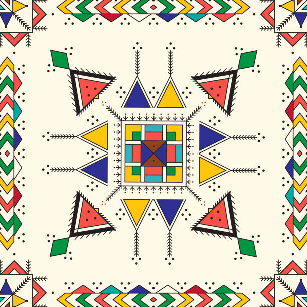 Al-Qatt Al-Asiri pattern 6 vector art illustration