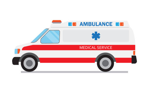 ilustraciones, imágenes clip art, dibujos animados e iconos de stock de coche de ambulancia, servicio médico - ambulance