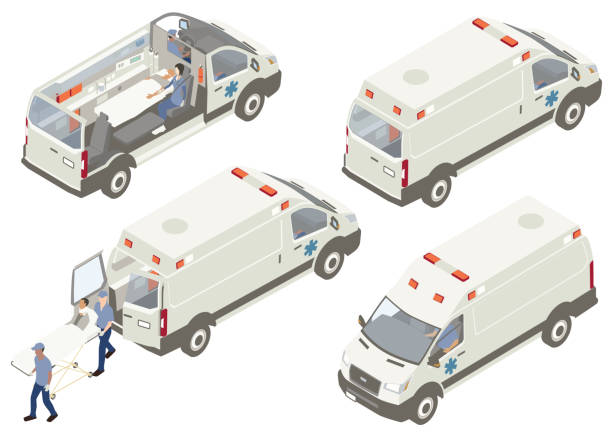 ambulans cutaways illüstrasyon - ambulance stock illustrations