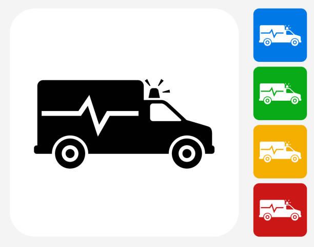 구급차 아이콘크기 평편 그래픽 디자인 - ambulance stock illustrations