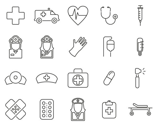 Ambulance or Emergency Response Team Icons Thin Line Set Big Ambulance or Emergency Response Team Icons Thin Line Set BigThis image is a illustration and can be scaled to any size without loss of resolution. emergency response stock illustrations