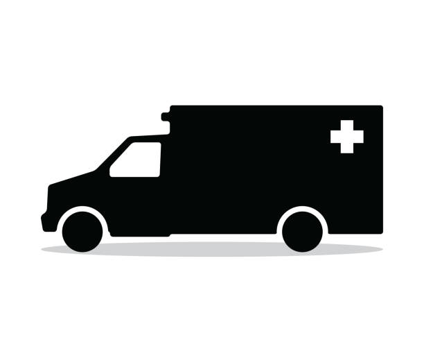 ilustraciones, imágenes clip art, dibujos animados e iconos de stock de ilustración de ambulancia silueta diseño, diseño de estilo de silhouette - ambulance