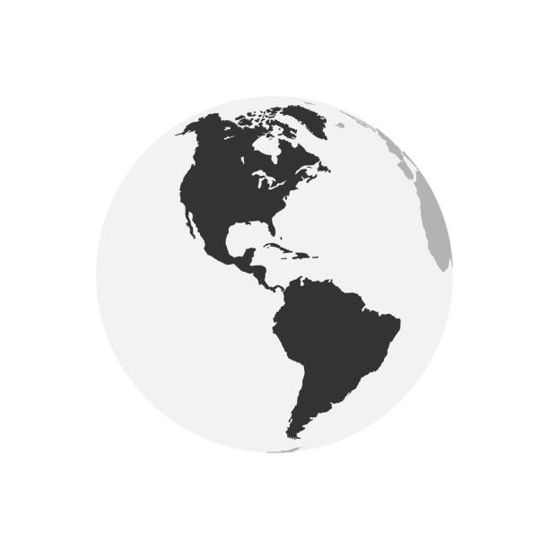 美洲大陸地圖。地球環球。世界地圖在圓圈。環球網路圖示。向量插圖。 - 北方 幅插畫檔、美工圖案、卡通及圖標