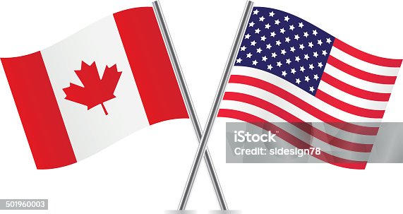 istock American and Canadian flags. 501960003