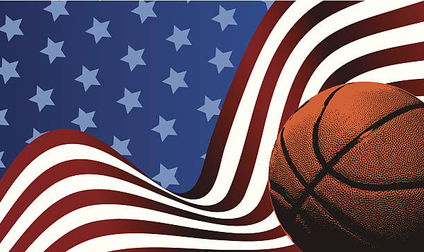 American Basketball background ball vector art illustration