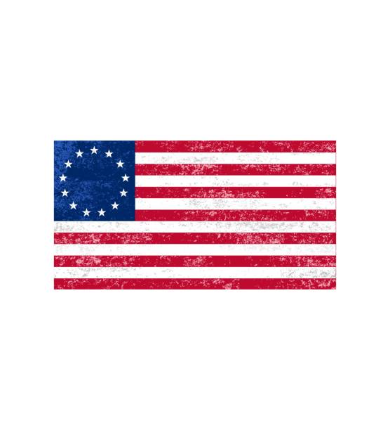 American Betsy Ross Flag Vintage Betsy Ross Flag Heart 1776 american flag stock illustrations