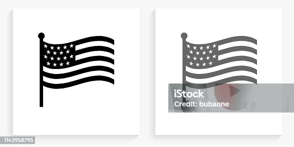 istock American Flag Black and White Square Icon 1143958795