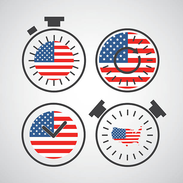 american flag in clock for independence day time vector american flag in clock for independence day time 1776 american flag stock illustrations