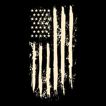 American flag in grunge style. Design element for label, sign, emblem, poster. Vector illustration