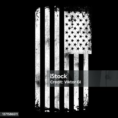 istock American flag in grunge style. Design element for symbol, label, sign, emblem, poster. Vector illustration 1371586511