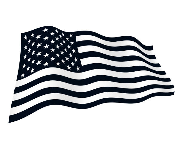 Download Black And White American Flag Illustrations, Royalty-Free ...