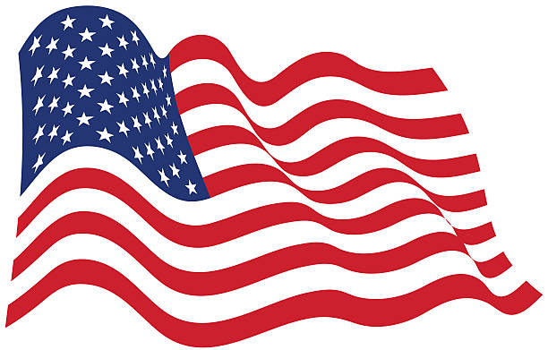 american flag in the wind illustration - vector - 美國國旗 插圖 幅插畫檔、美工圖案、卡通及圖標